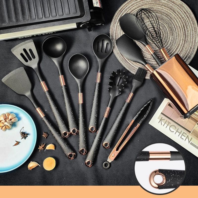 Kit 10 utensílios de cozinha Supreme Taste Tools - Prolongue a Vida Útil das Suas Panelas com Design Sofisticado