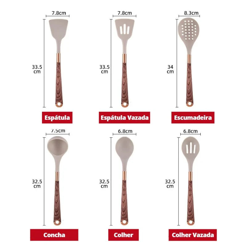 Kit 10 utensílios de cozinha Supreme Taste Tools - Prolongue a Vida Útil das Suas Panelas com Design Sofisticado