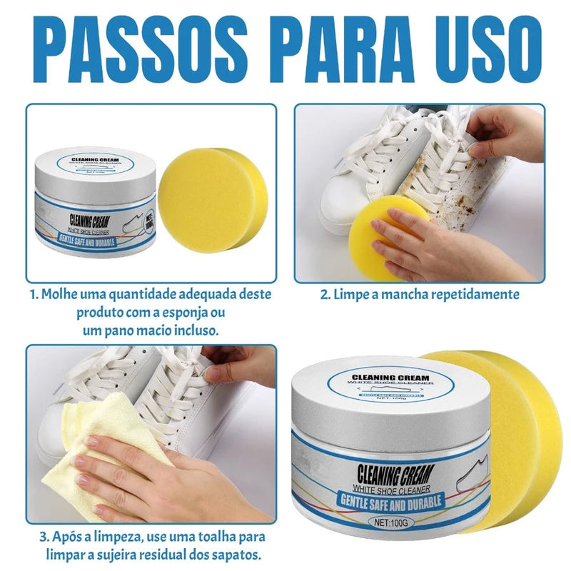 Creme de Limpeza  para calçados CleaningCream [O ORIGINAL] + Esponja Mágica – Limpeza que renova e protege, prolongando a vida e a beleza dos seus calçados