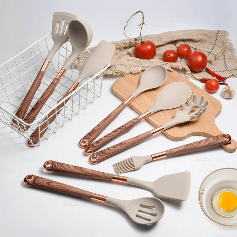 Kit 10 utensílios de cozinha Supreme Taste Tools - Prolongue a Vida Útil das Suas Panelas com Design Sofisticado