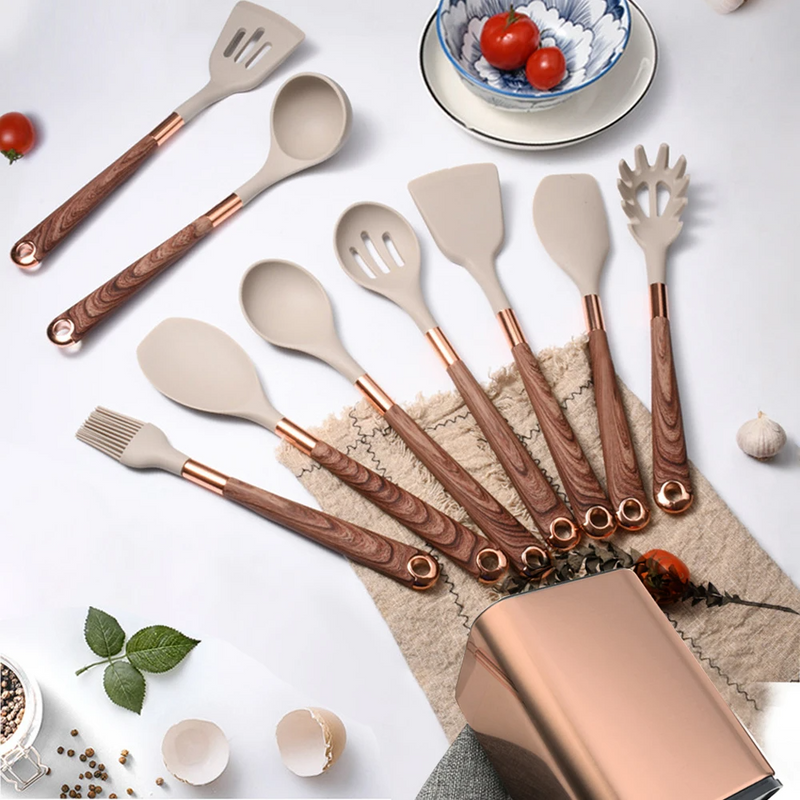 Kit 10 utensílios de cozinha Supreme Taste Tools - Prolongue a Vida Útil das Suas Panelas com Design Sofisticado